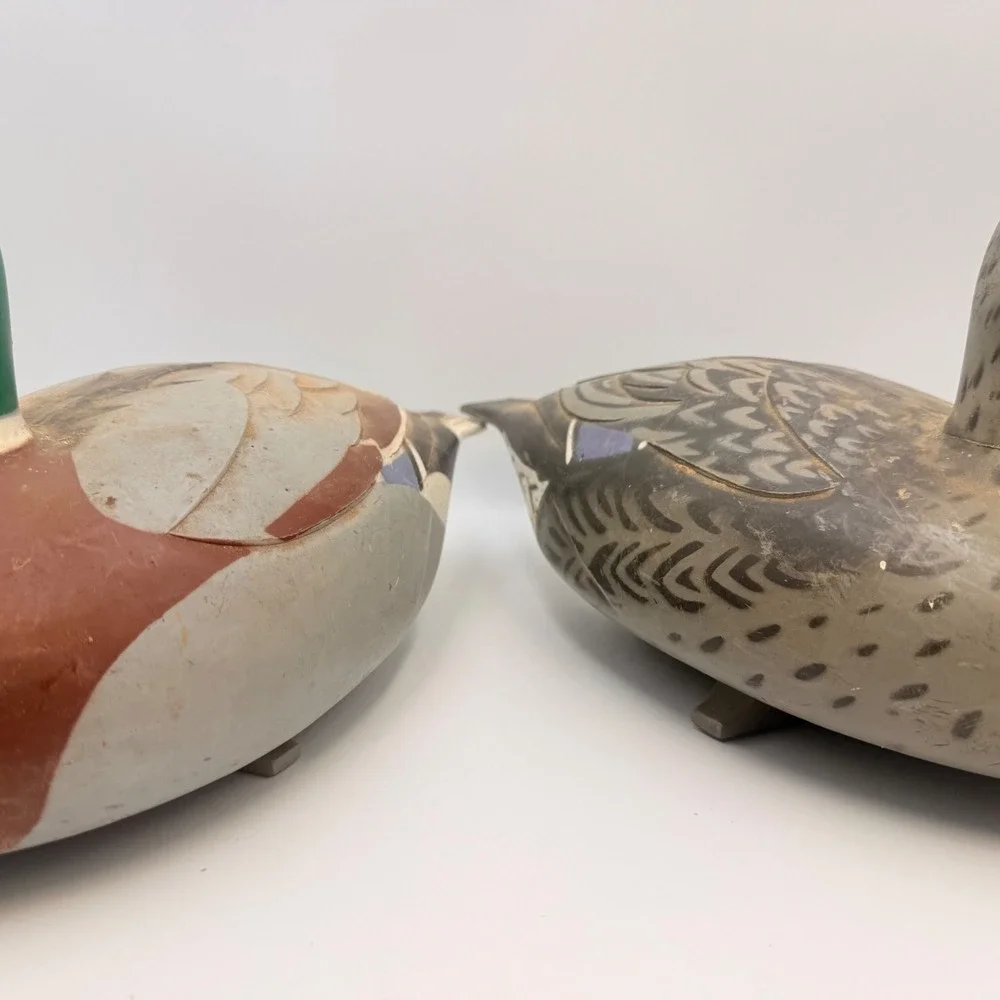 Vintage Victor D-9 Mallard Duck Decoys Pair Woodstream Co Lititz PA Drake Hen